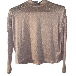 Divided by HM Pearl Embellished Pink Mock Neck.